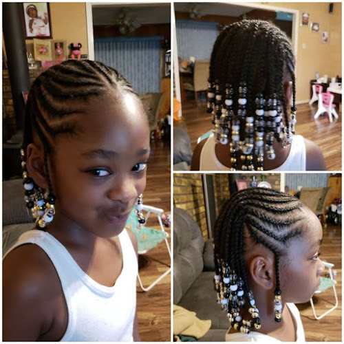 Black Girl Hairstyle Cornrow and beads