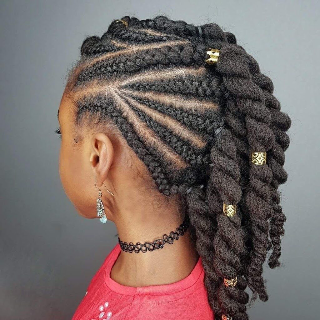 Circular Cornrows with braid clips and twist at the end