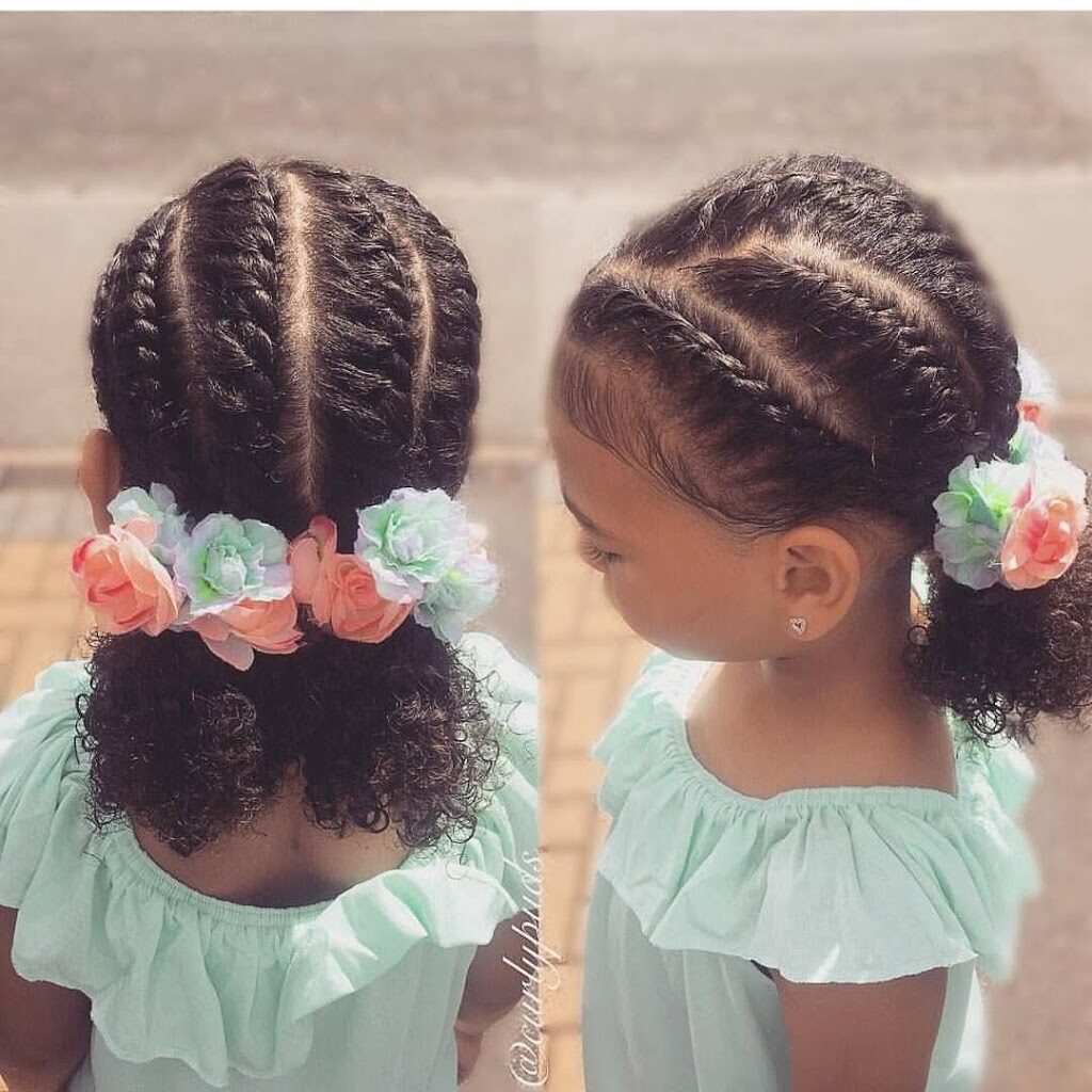 Cute Cornrow with flowers accessories