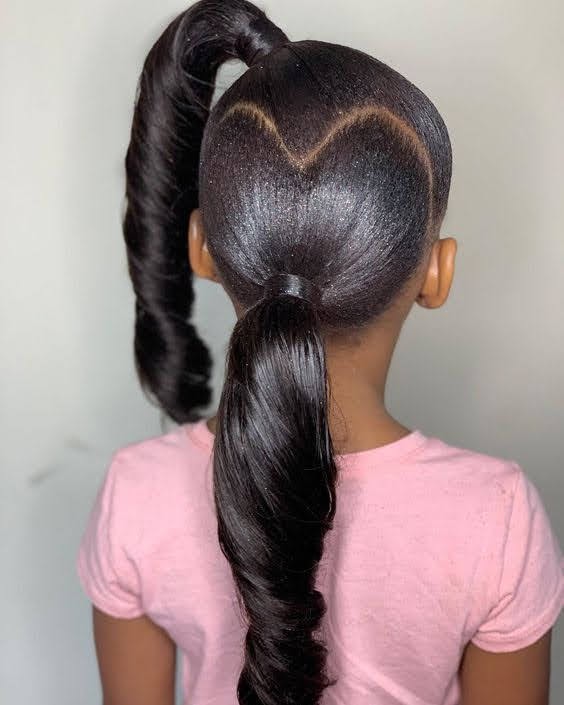 Heart design Relax Black girls Hairstyle for school