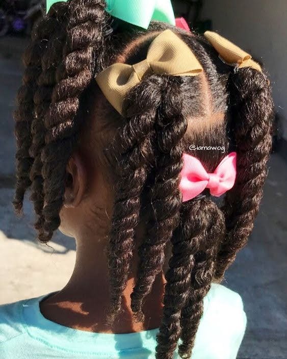 Colored Bow with Twisted Hairstyle 