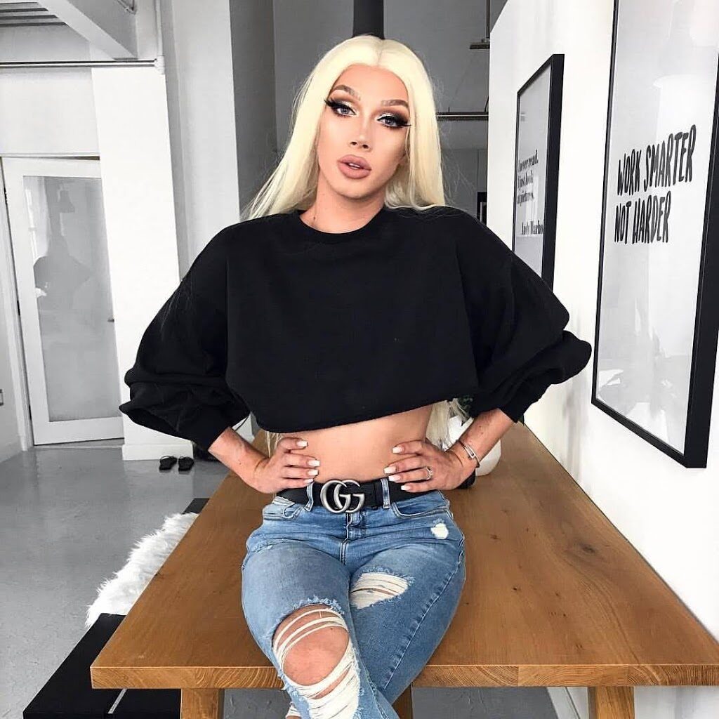 James Charles Long Sleeve Crop Top outfit and Jeans pants.