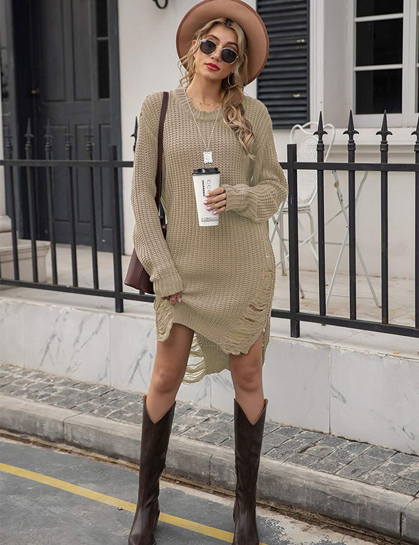 Loose Long Pullover Sweater Dress