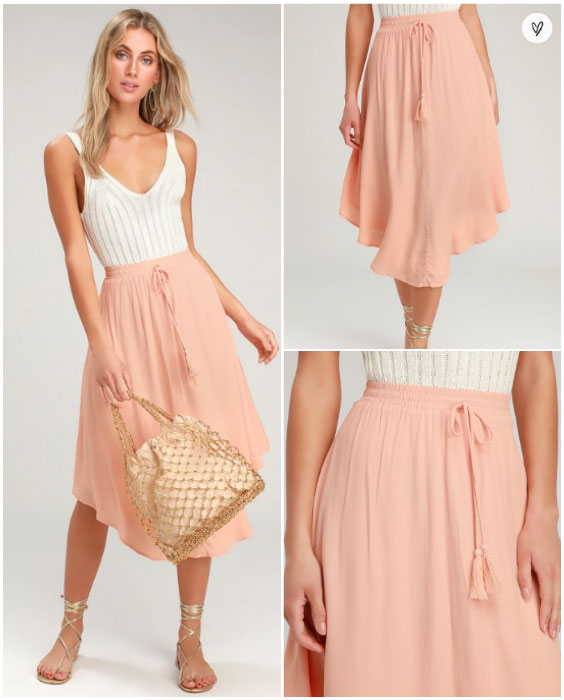 Pink Tassel Midi Skirt Cute Outfits for Spring