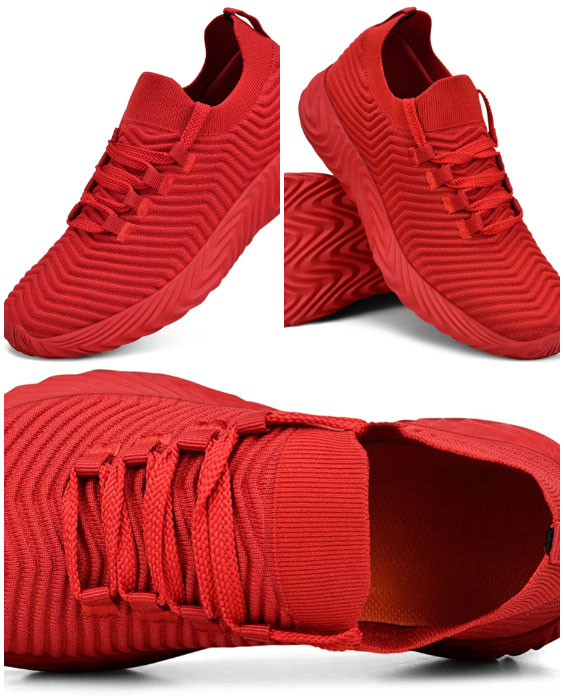 Red Lightweight Lace Up Sneakers