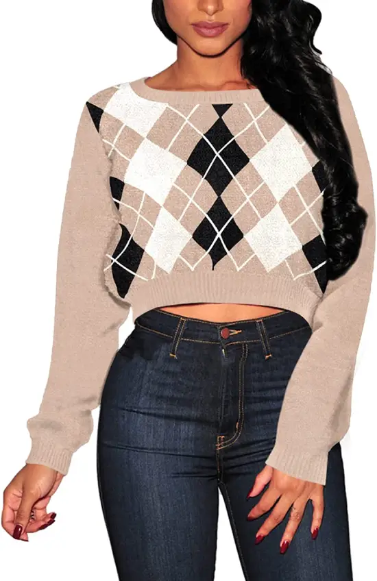Knit Long Sleeves Cropped Sweater Top