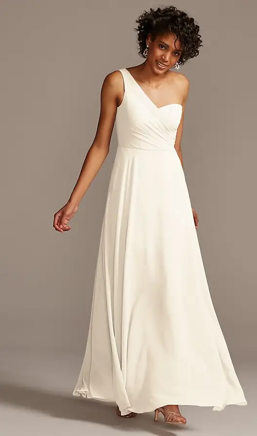 One-Shoulder Full Skirt Bridesmaid Dress 