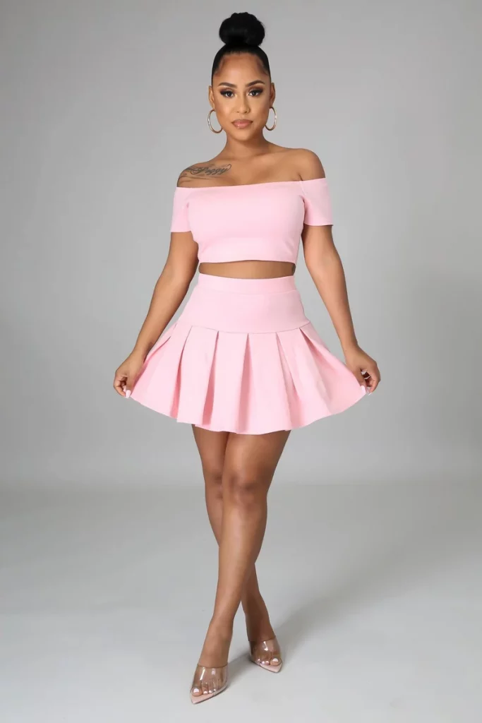 Cute Pink Tennis Skirt Outfit Set