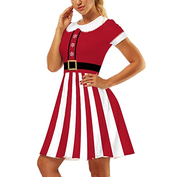 Red and White Santa dress with snowflake buttons 